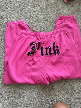 PINK Victoria's Secret Hot Pink Logo Joggers